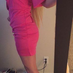 sexy pink off shoulders summer dress! large